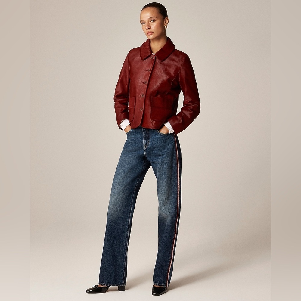 J crew Mid-rise relaxed straight jean with velvet stripe